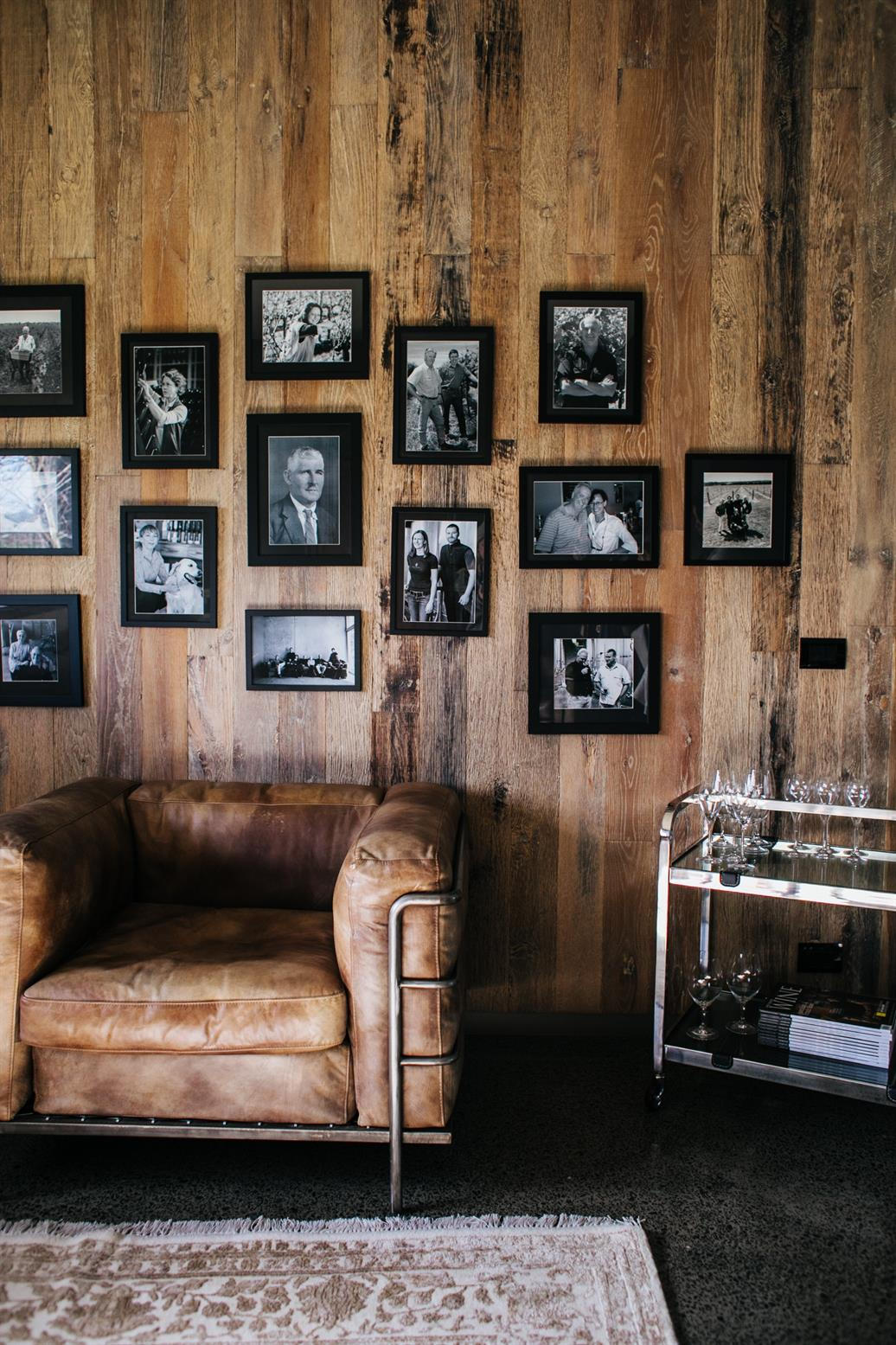 photo frames on wooden wallpaper